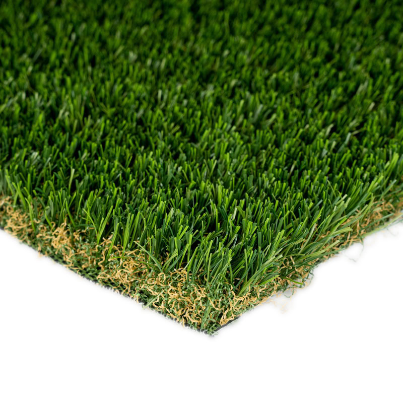 Close-up of lush artificial grass for luxury lawns and putting greens.