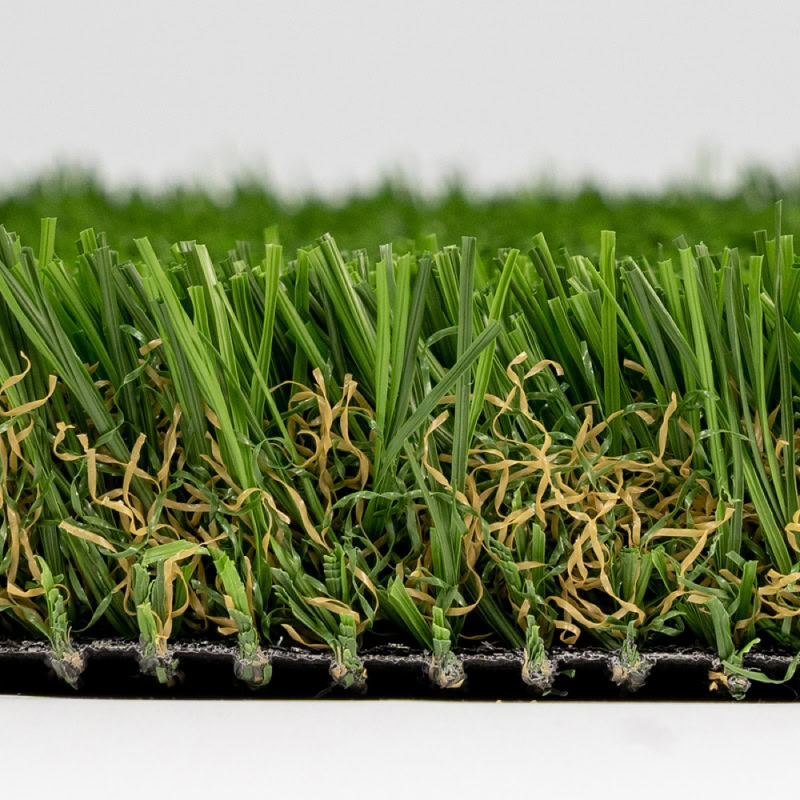Close-up of lush artificial grass for luxury lawns and putting greens.
