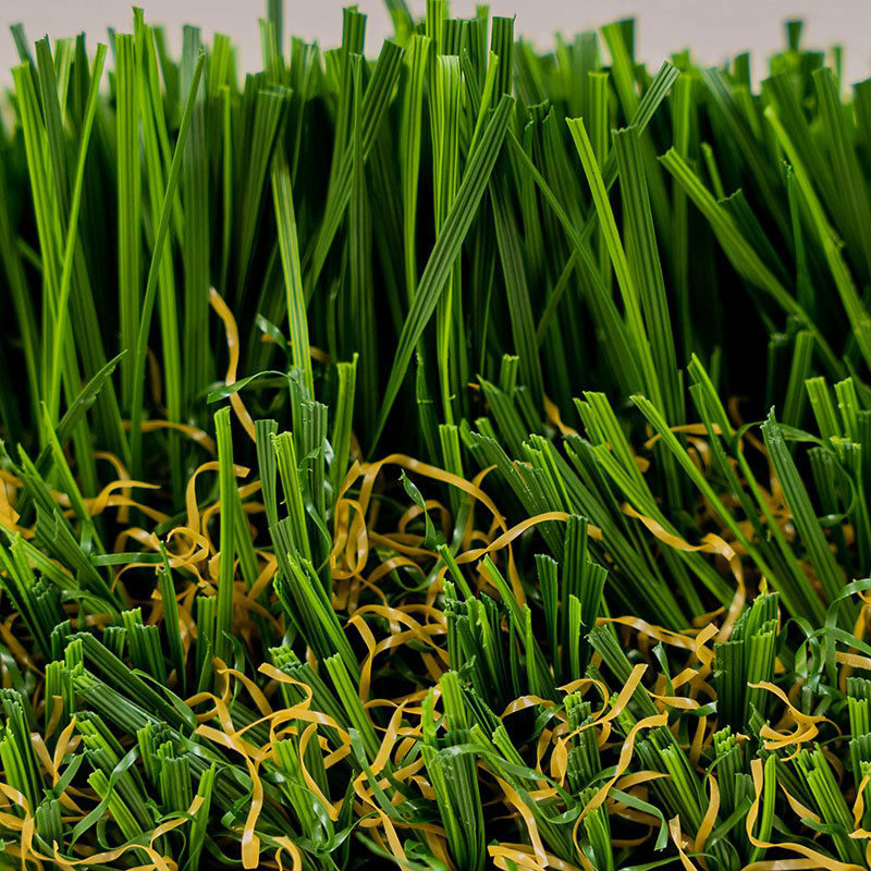 Close-up of lush green artificial grass for luxury lawns and putting greens.