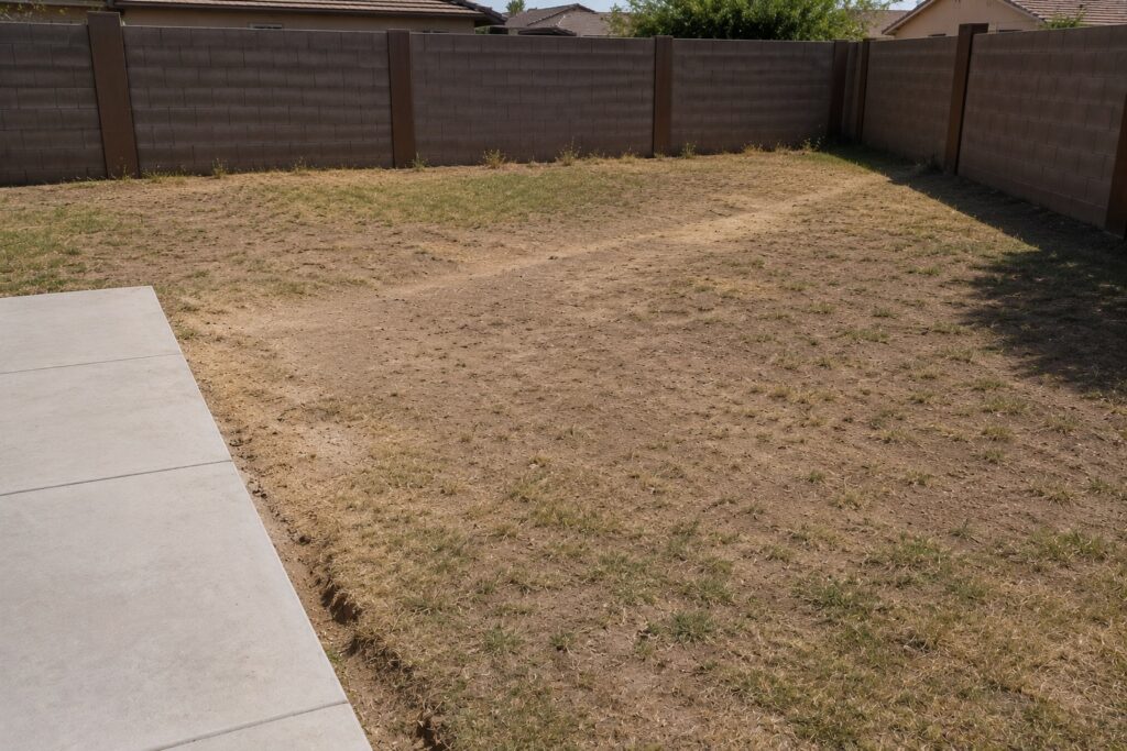 Before: yard before turf installation